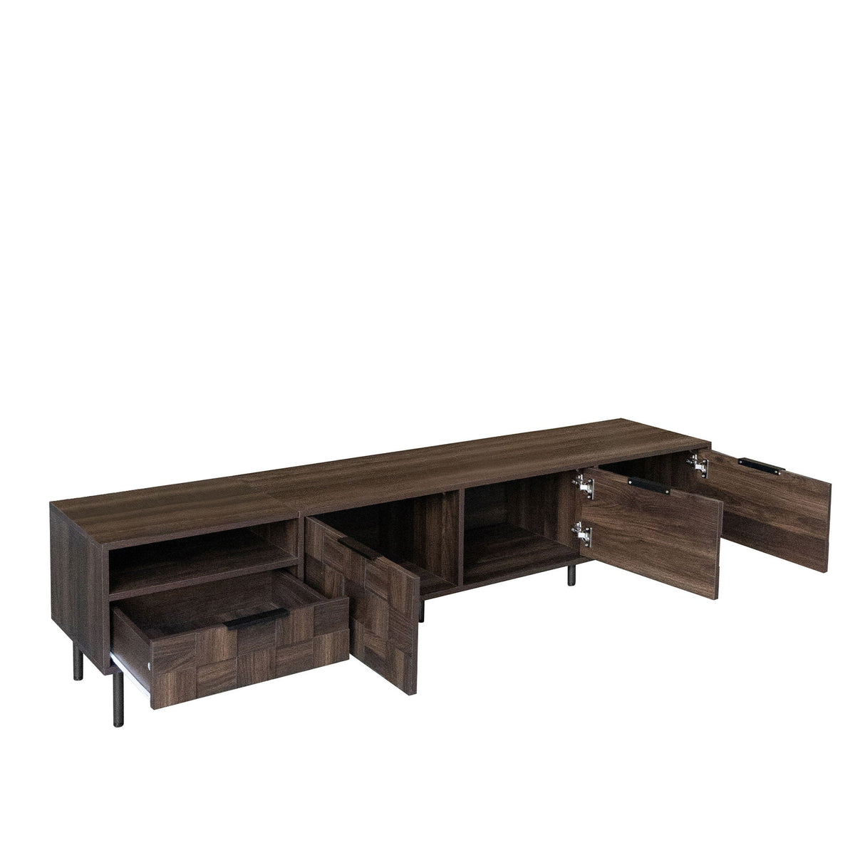 78" TV Stand With Storage Cabinets - Walnut