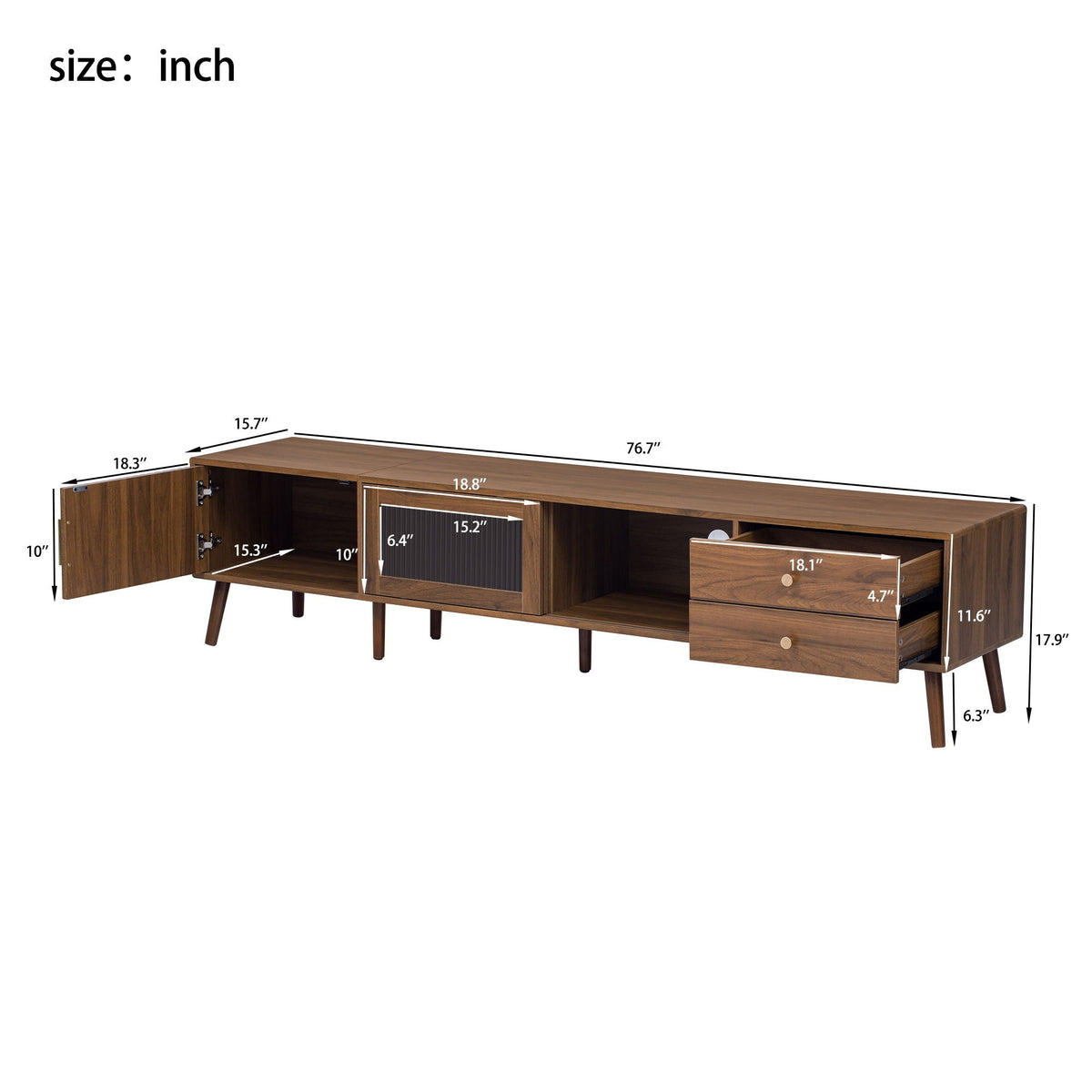 Doors TV Stand For TVs Up To 85", Entertainment Center With Storage Cabinets, TV Media Console Table - Natural
