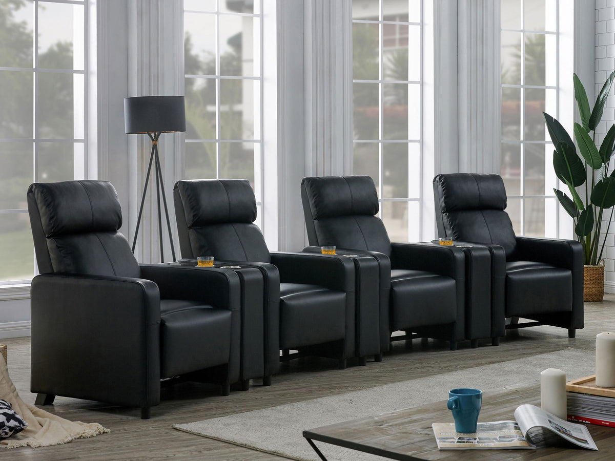 Toohey Upholstered Tufted Recliner Set Black