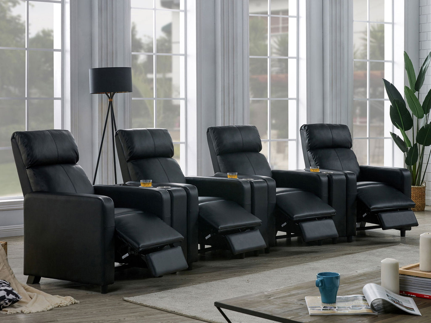Toohey Upholstered Tufted Recliner Set Black