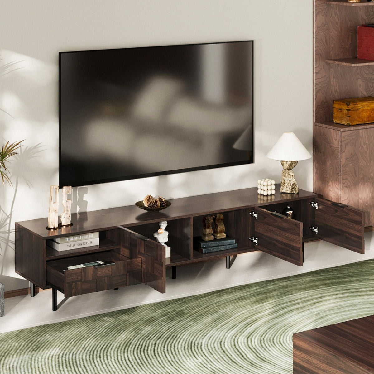 78" TV Stand With Storage Cabinets - Walnut