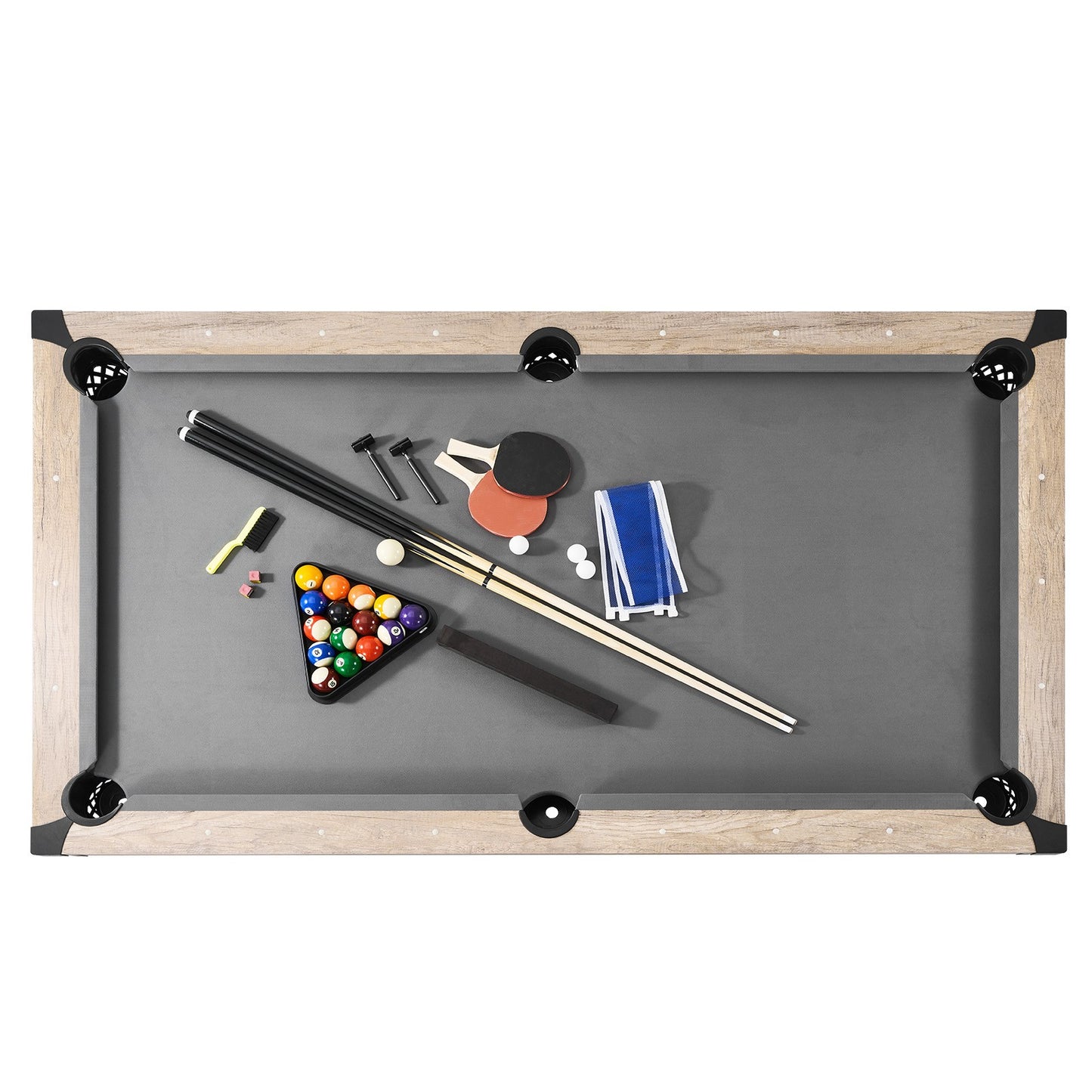 VEVOR 7Ft Billiards Table Combo Set 3-In-1 Multi Game Pool Table Full Accessory