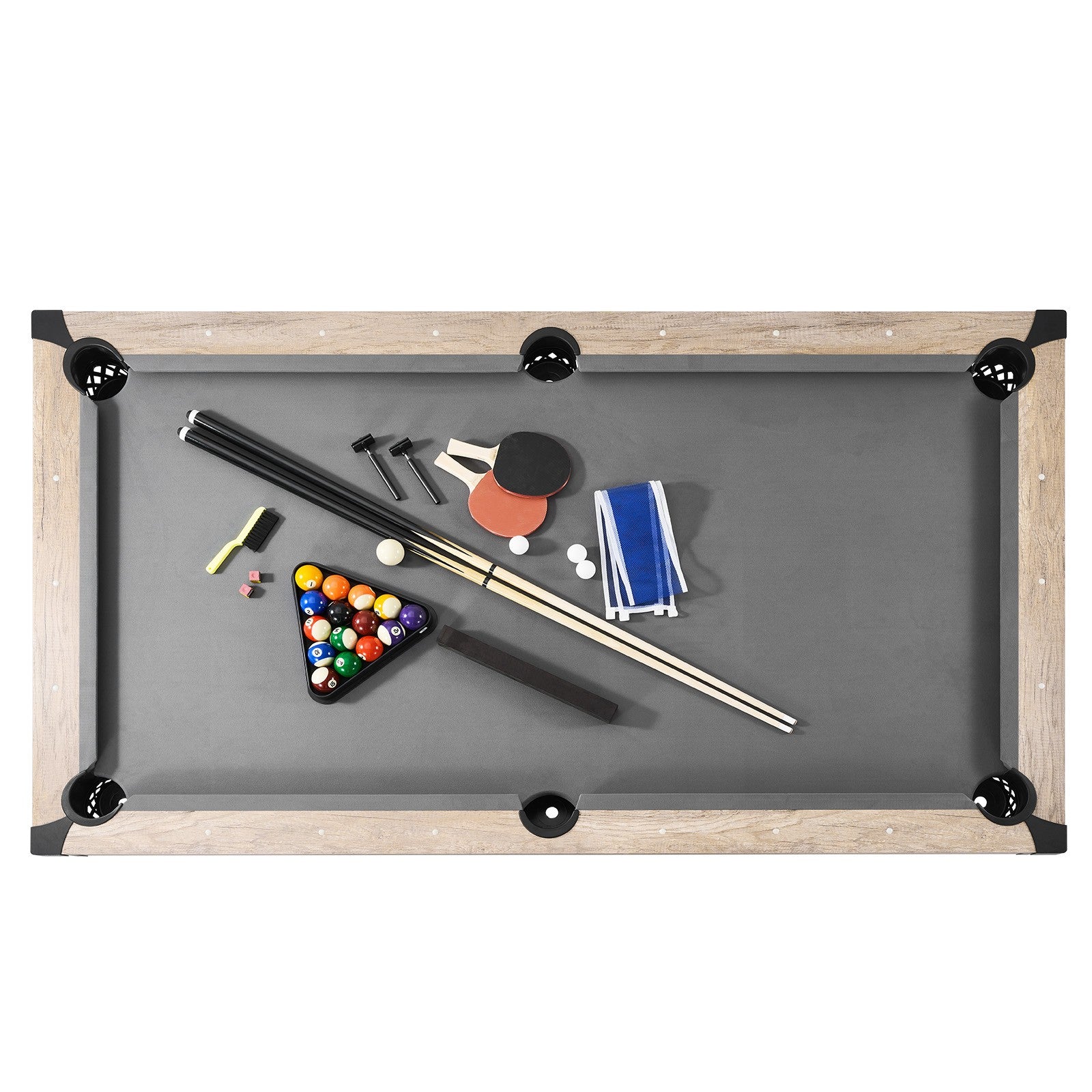 VEVOR 7Ft Billiards Table Combo Set 3-In-1 Multi Game Pool Table Full Accessory