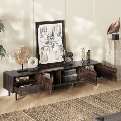 78" TV Stand With Storage Cabinets - Walnut