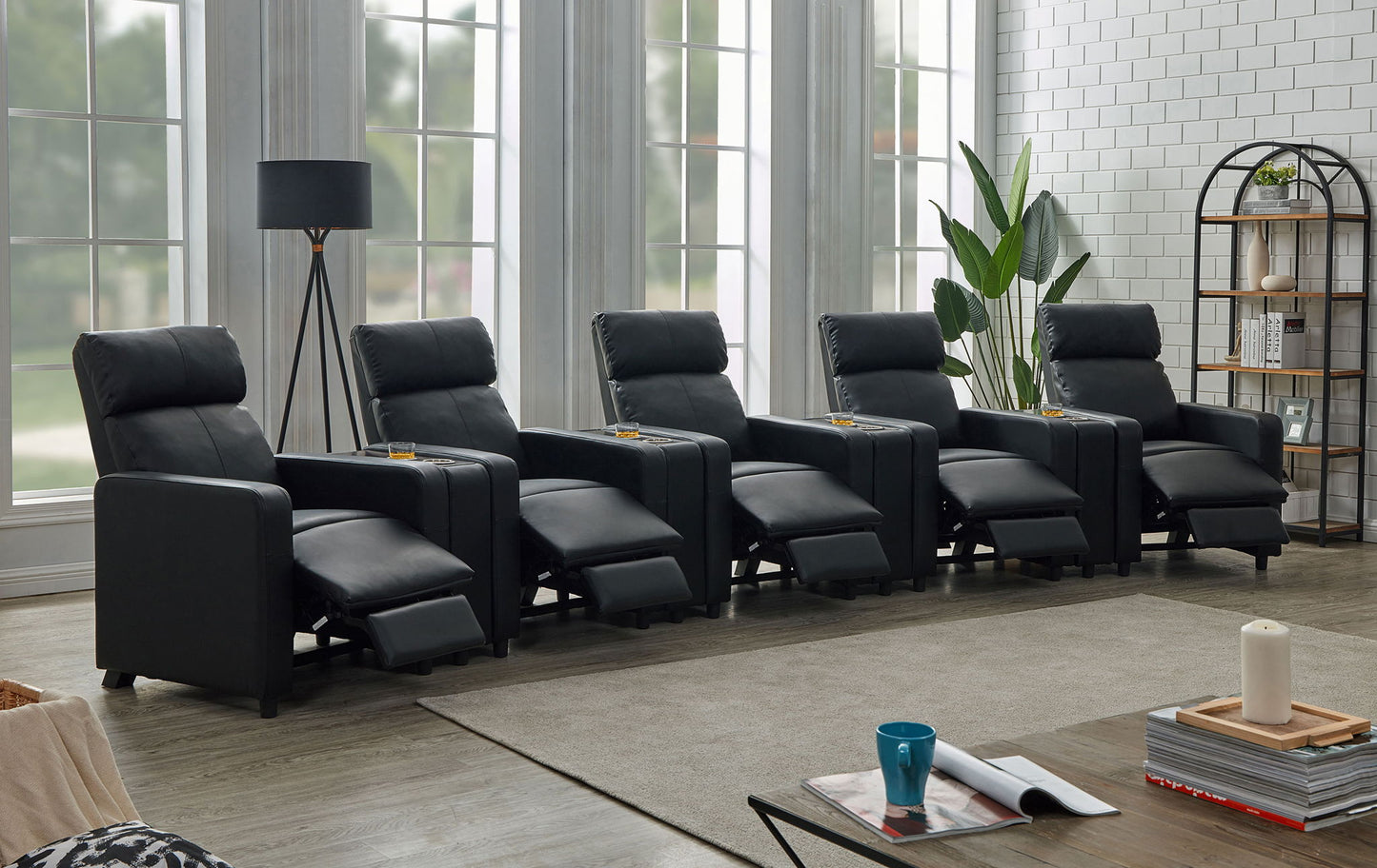 Toohey Upholstered Tufted Recliner Lounge Set Black