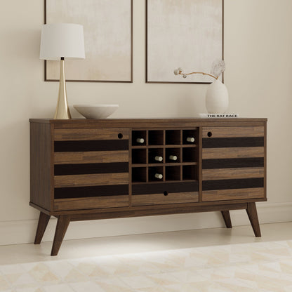 Clarkson 60 Inch Wide Solid Acacia Wood Sideboard with Wine Storage