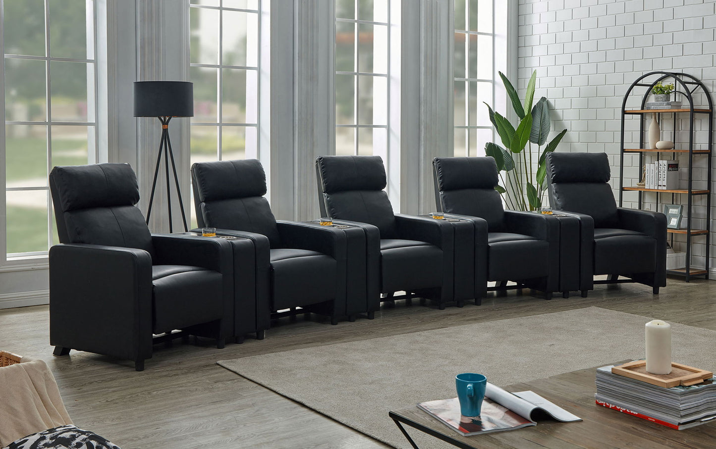 Toohey Upholstered Tufted Recliner Lounge Set Black