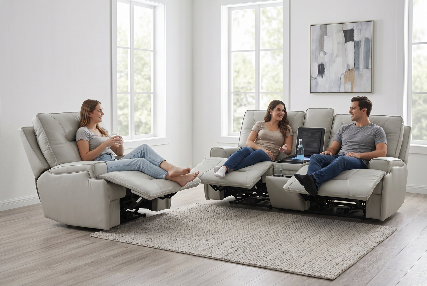 Atlas Fog Zero Gravity Power Reclining Lounge Room Sofa w/ Fridge