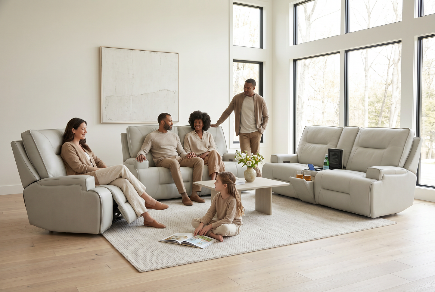 Atlas Fog Zero Gravity Power Reclining Lounge Room Sofa w/ Fridge