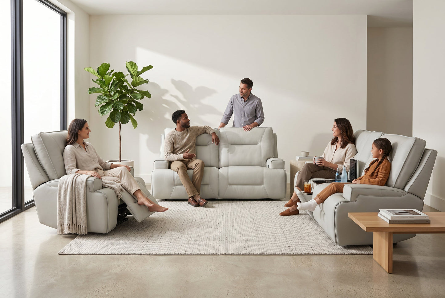 Atlas Fog Zero Gravity Power Reclining Lounge Room Sofa w/ Fridge