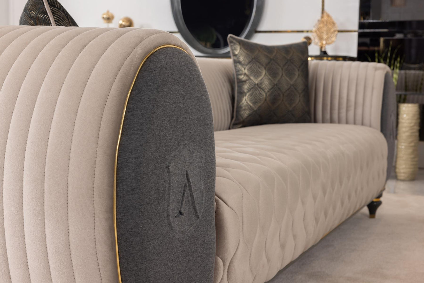 Capella Beige/Gray Lounge Room Set