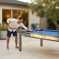 Santorini 7’ Outdoor Slate Pool Table with Dining Top and Ping Pong — Lifestyle