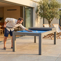 Santorini 7’ Outdoor Slate Pool Table with Dining Top and Ping Pong — Lifestyle