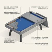Santorini 7’ Outdoor Slate Pool Table with Dining Top and Ping Pong — How It Works