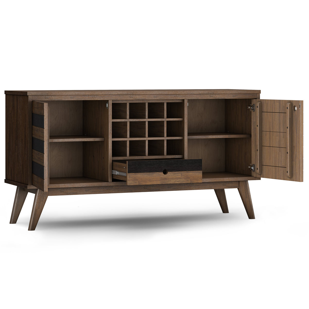 Clarkson 60 Inch Wide Solid Acacia Wood Sideboard with Wine Storage