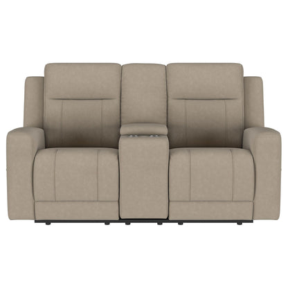 Brentwood Upholstered Motion Reclining Loveseat Taupe
