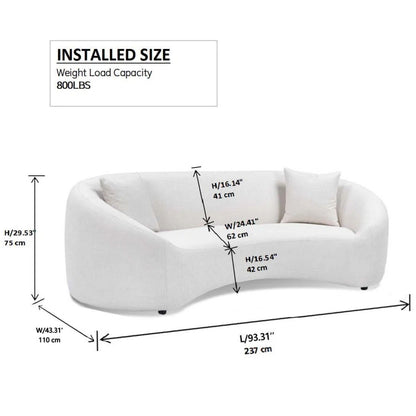 Curved 3 Seater Sofa - White