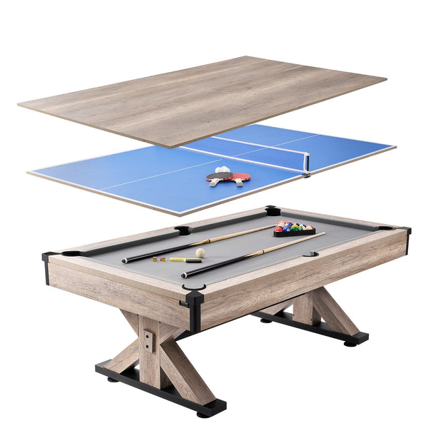VEVOR 7Ft 3-in-1 Billiards, Dining & Ping Pong Table