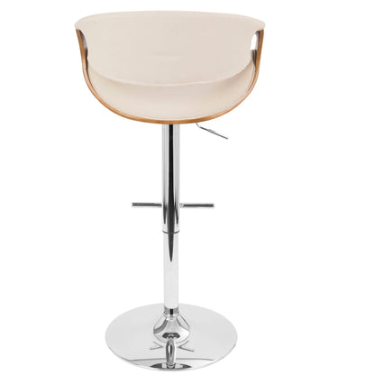Curvo - Mid Century Modern Adjustable Barstool With Swivel With Straight T Footrest
