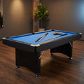 7FT Pool Table Billiard Table with Cues Rack Triangle Ball Set Brush Chalk Cubes Complete Set Pool Table for Family Friend Villa Home Office