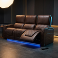 Haiylee Zero Gravity Home Theater Seating Top Grain Leather Recliner Sofa Power Headrest Footrest