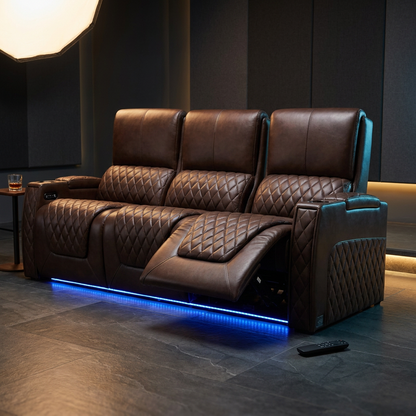 Haiylee Zero Gravity Home Theater Seating Top Grain Leather Recliner Sofa Power Headrest Footrest — Studio Shot
